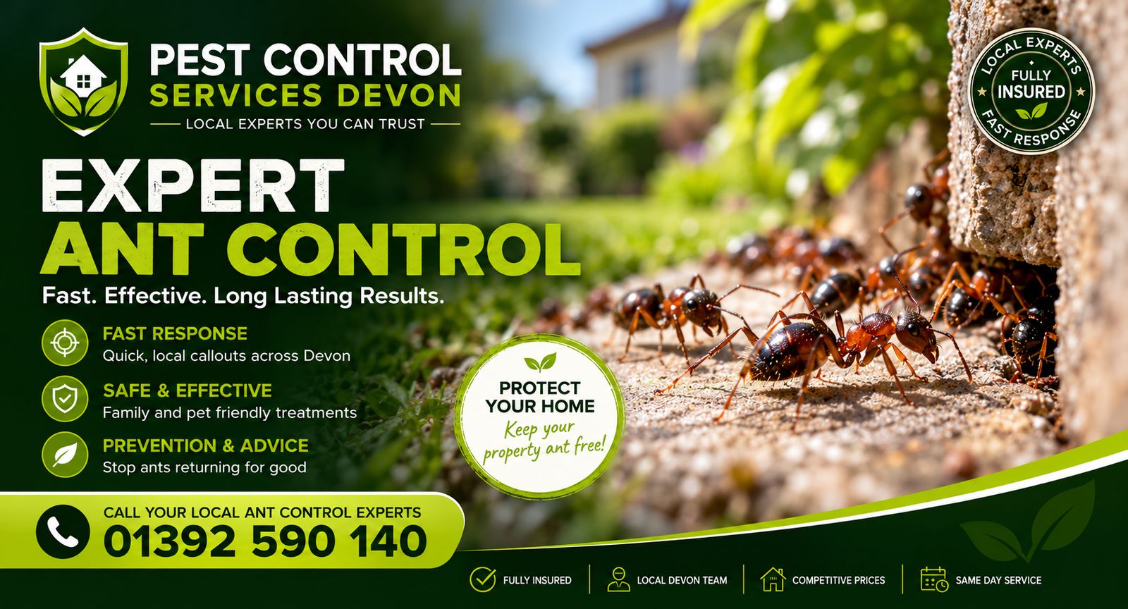 Pest Control Services Devon, call 01392 590 140